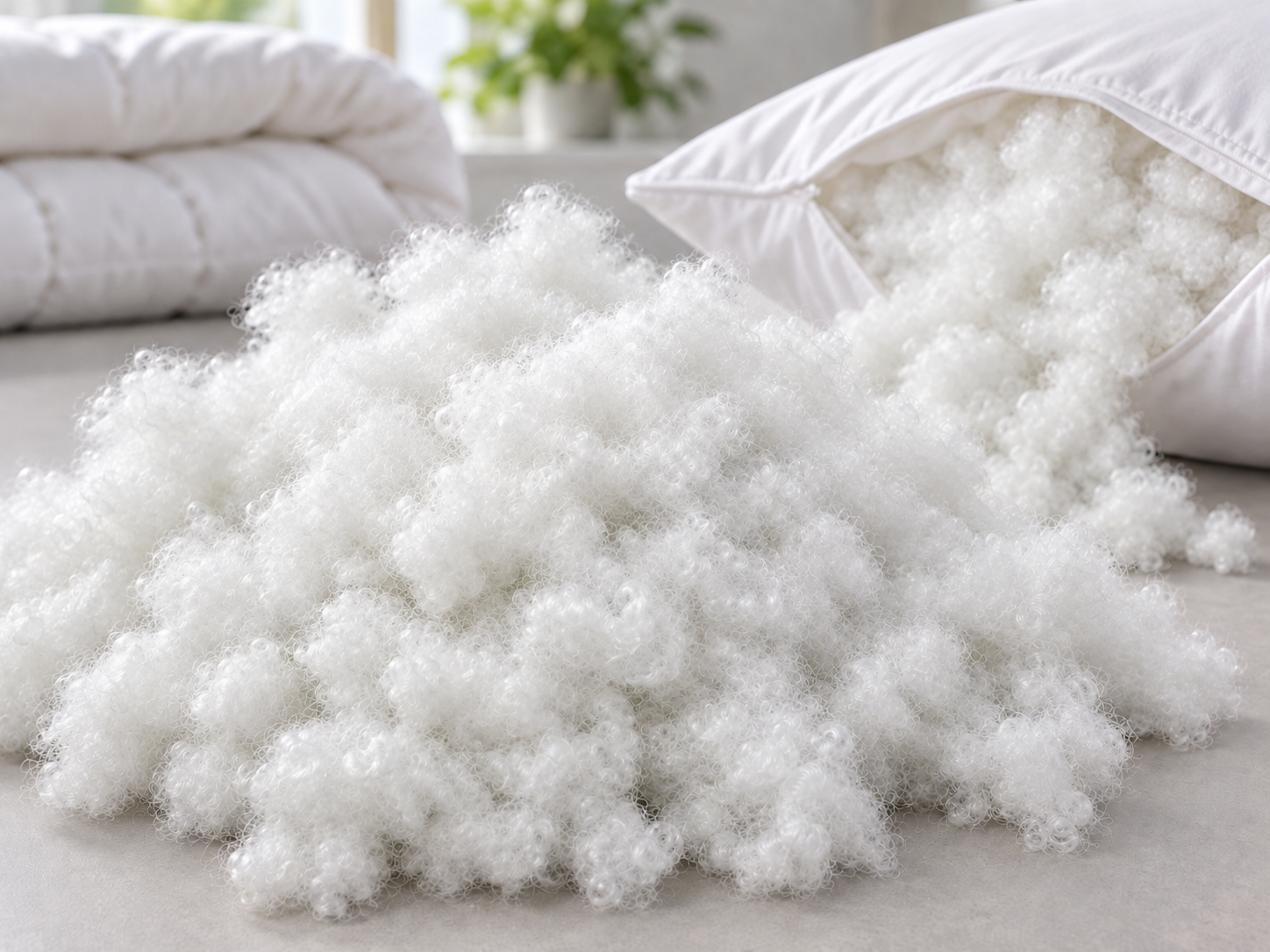 Recycled hollow conjugate siliconized polyester fiber for filling applications