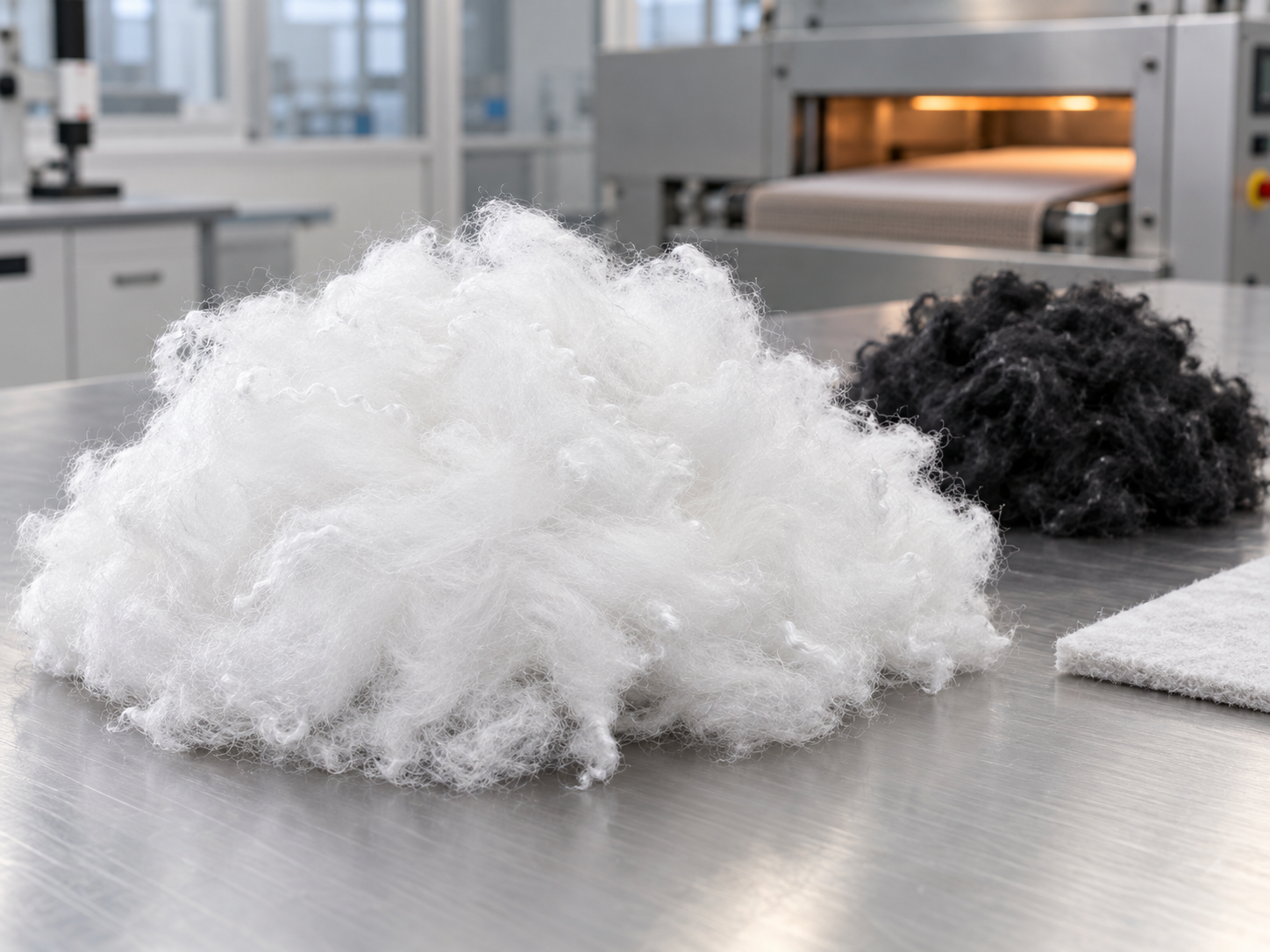 White and black virgin or recycled BiCo low melt polyester fiber
