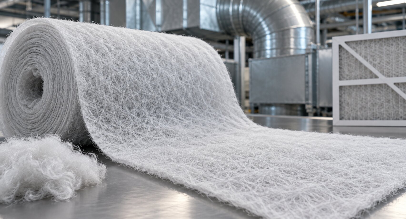 Polyester nonwoven filter media in an industrial air filtration setting