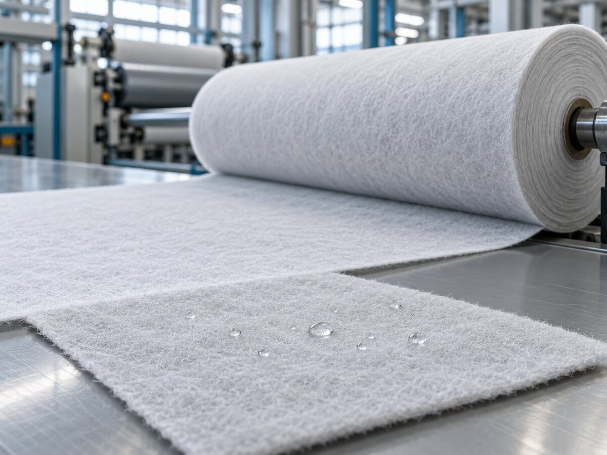 Water-repellent nonwoven fabric in production
